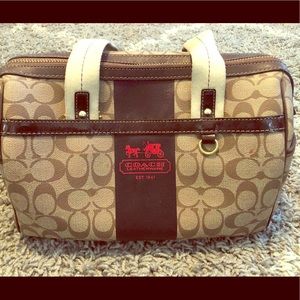 Coach Stripe Heritage Stagecoach Satchel Purse